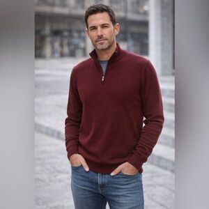 Taylor Byrd Men’s Merino Wool 1/4 Zip Sweater Made in Italy Size L
